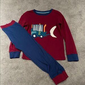 Next Kids Pajama Set - Burgundy and Navy with Tractor